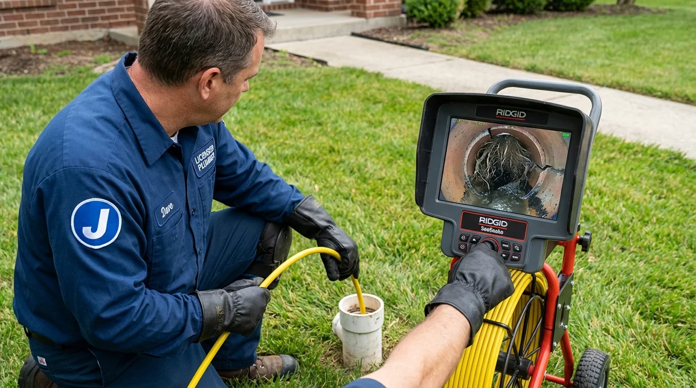 Sewer camera inspection being performed by Johns Plumbing LLC in Mendenhall